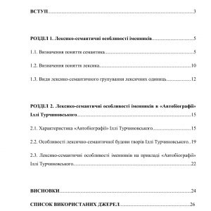 Лексико-семантичні особливості іменників в «Автобіографії» Іллі Турчиновського